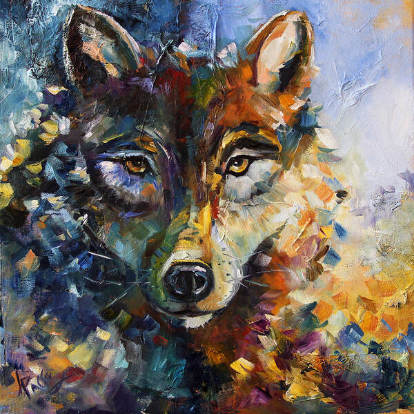 Blue Moon Wolf Art Print featuring the painting Blue Moon Wolf by Laurie Pace