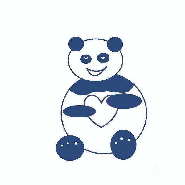 Blue Art Print featuring the photograph Blue Panda With A Heart by Ausra Huntington nee Paulauskaite
