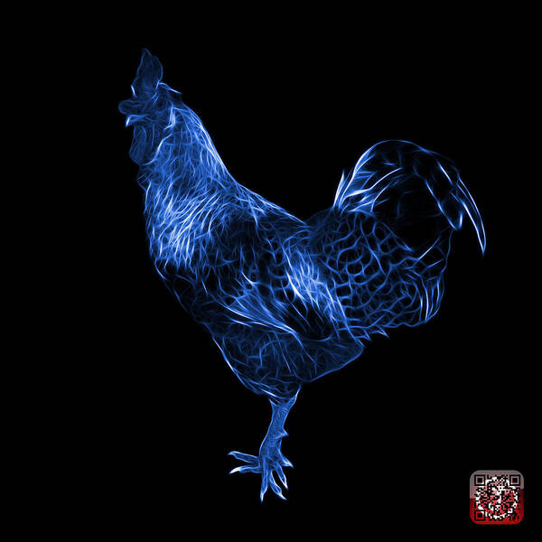 Rooster Art Print featuring the digital art Blue Rooster 3186 F by James Ahn
