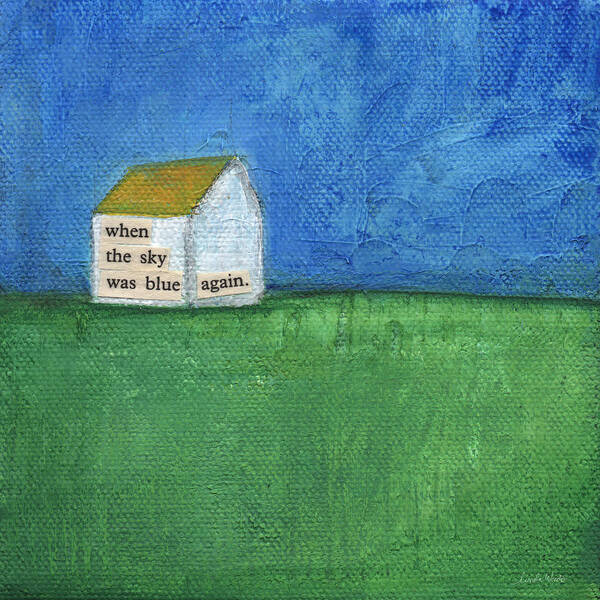 Folk Art Landscape Art Print featuring the painting Blue Sky Again by Linda Woods
