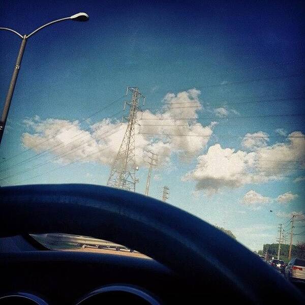 Instagramwhiledriving Art Print featuring the photograph Blue Sky Over The Steering Wheel. Ahhhh! by Johanna Love