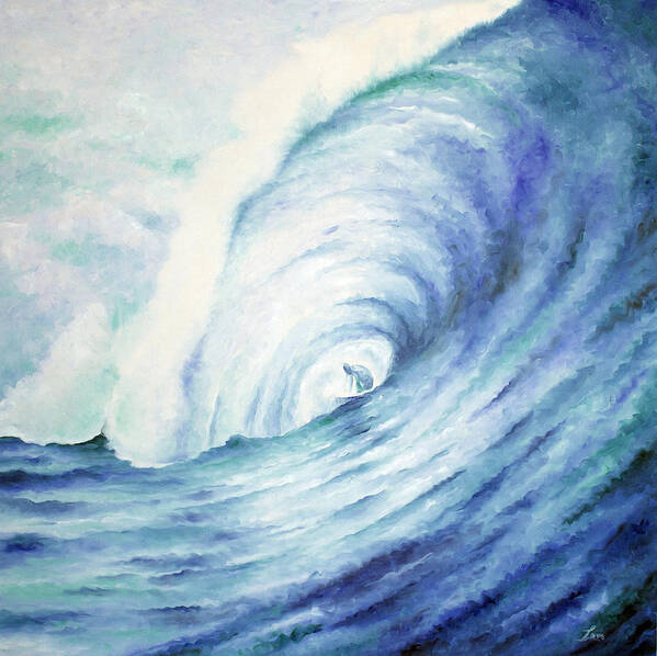 Surf Paintings Art Print featuring the painting Blue Tube by William Love