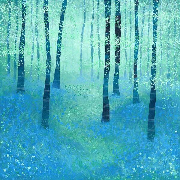 Blue Art Print featuring the painting Bluebells Challock by Nic Squirrell