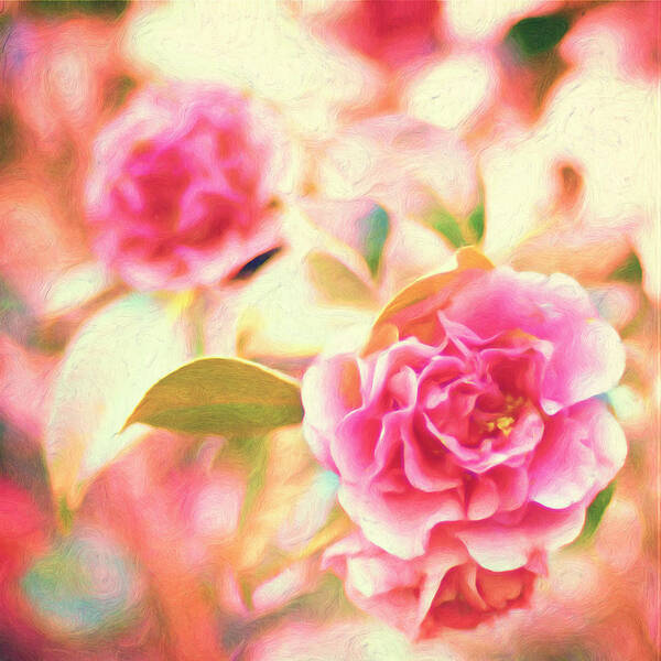 Blush Roses Texture Painting Art Print featuring the painting Blush Strokes by Joel Olives