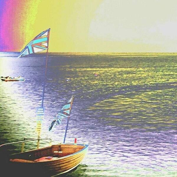 Art Art Print featuring the photograph #boat #boss #ocean #rainbows #art by Candy Floss Happy