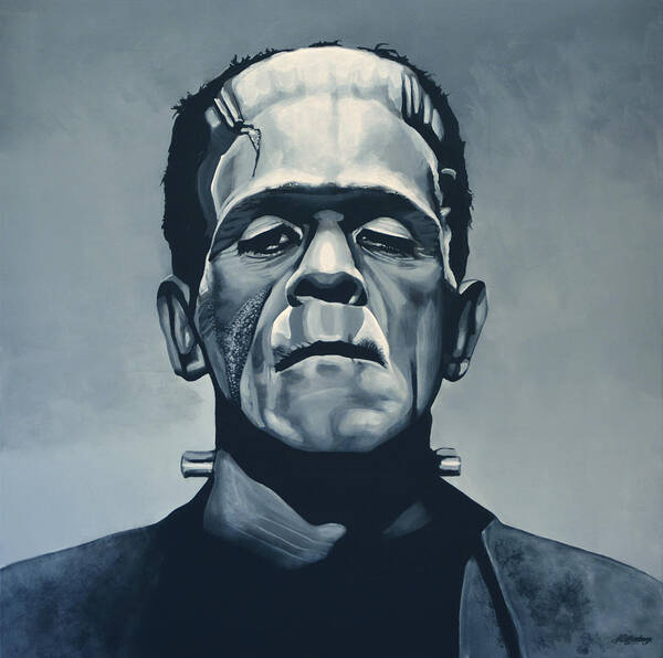 Frankenstein Art Print featuring the painting Boris Karloff as Frankenstein by Paul Meijering