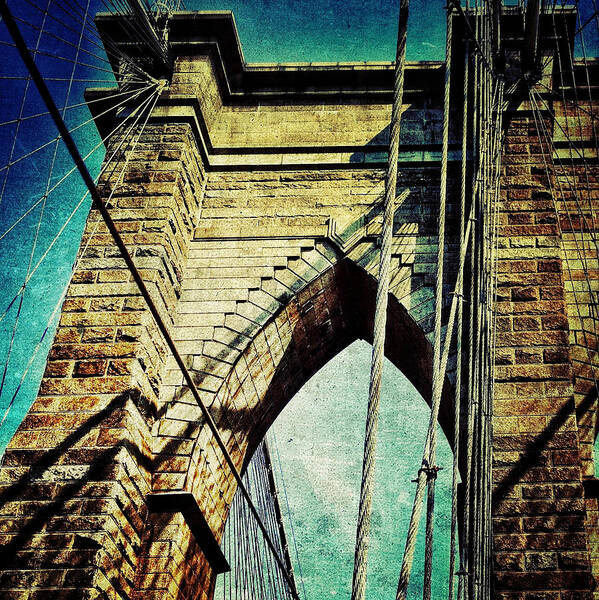 Brooklyn Bridge Art Print featuring the photograph Brooklyn Bridge Grunge by Natasha Marco
