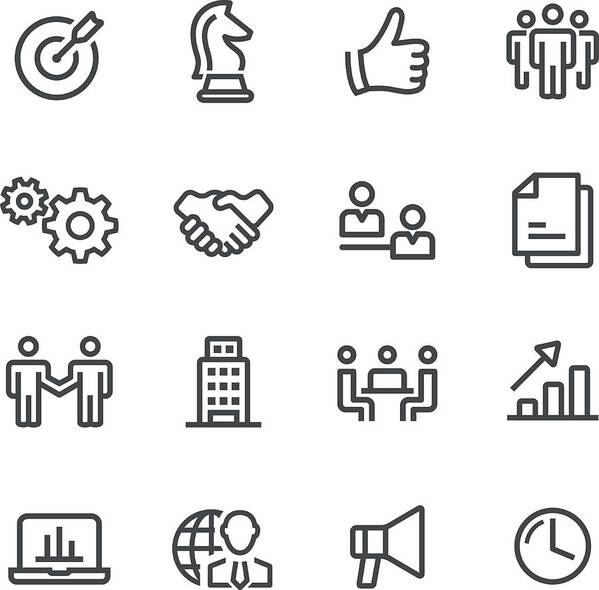 People Art Print featuring the drawing Business and Strategy Icons - Line Series by -victor-