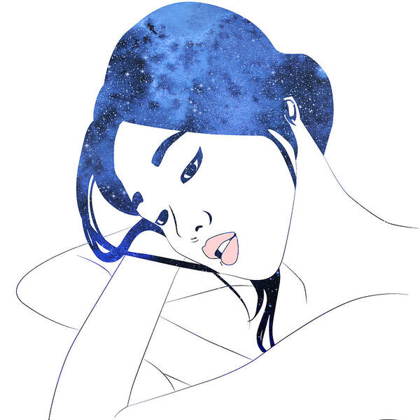 Woman Art Print featuring the digital art By Starlight by Stevyn Llewellyn