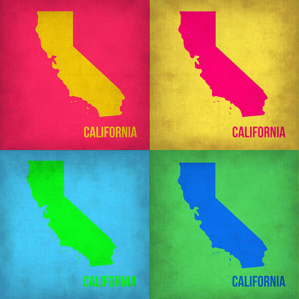 California Map Art Print featuring the painting California Pop Art Map 1 by Naxart Studio