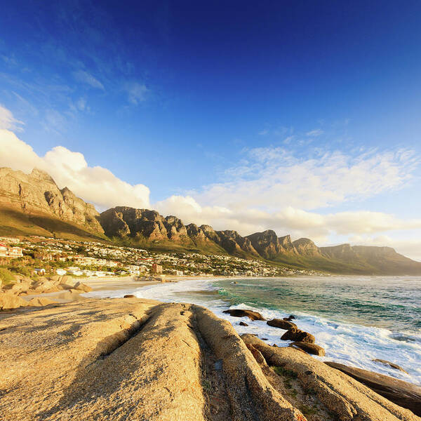 Scenics Art Print featuring the photograph Camps Bay Beach Table Mountain Cape by Mlenny