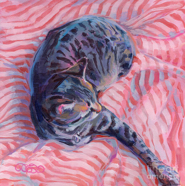 Tabby Cat Art Print featuring the painting Candy Cane by Kimberly Santini