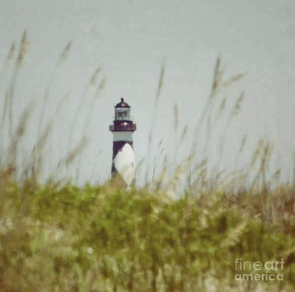 Cape Lookout Lighthouse Art Print featuring the photograph Cape Lookout Lighthouse - Vintage by Kerri Farley