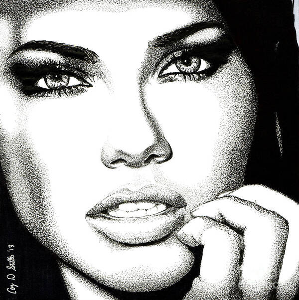 Model Art Print featuring the drawing Captivating Eyes by Cory Still