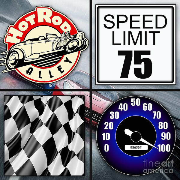 Car Art Art Print featuring the mixed media Speed Demon Art for Boys and Men #4 by Marvin Blaine