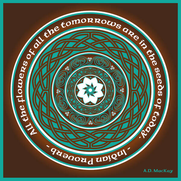 Celtic Art Art Print featuring the digital art Celtic Lotus Mandala by Celtic Artist Angela Dawn MacKay