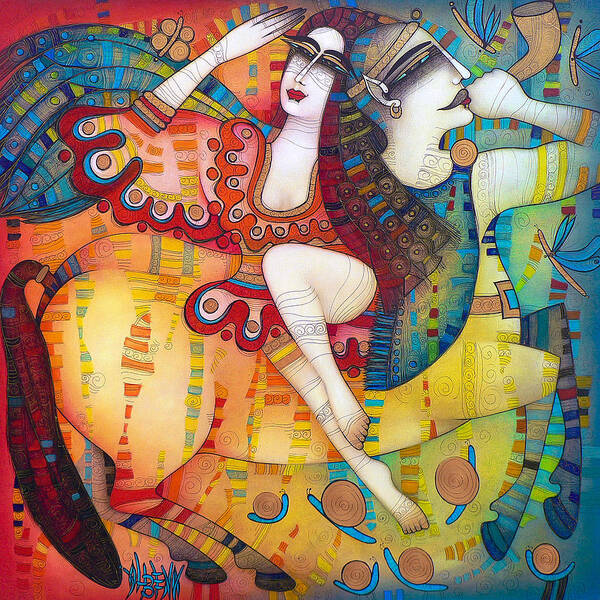 Centaur Art Print featuring the painting Centaur in love by Albena Vatcheva