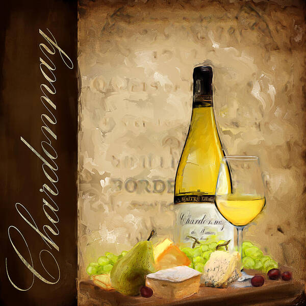 Wine Art Print featuring the painting Chardonnay III by Lourry Legarde