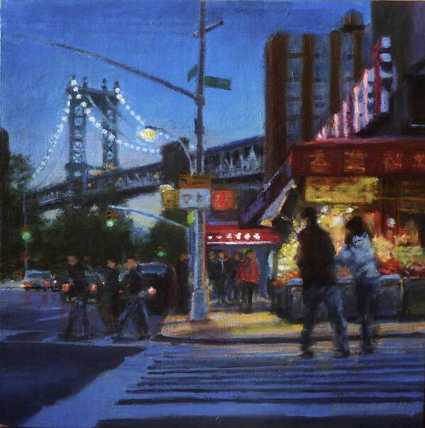Chinatown Nocturne Art Print featuring the painting Chinatown Nocturne by Peter Salwen
