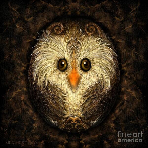 Birds Art Print featuring the digital art Chocolate Nested Easter Owl by Mary Eichert