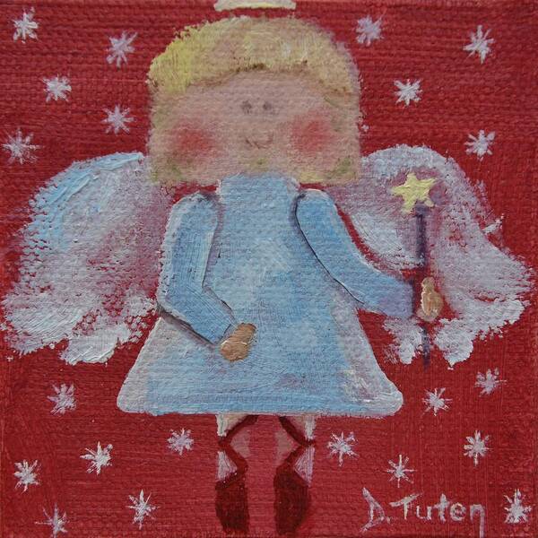 Angel Art Print featuring the painting Christmas Angel by Donna Tuten