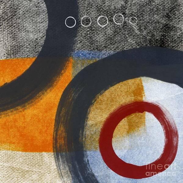 Circles Abstract Blue Red White Grey Gray Black Orangetan Brown Painting Shapes Geometric abstract Shapes abstract Circles Contemporary Modern Hotel Office Lobby Urban Loft Studio Red Circle White Circles Square Art Print featuring the painting Circles 3 by Linda Woods