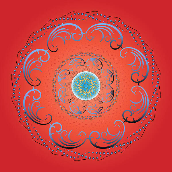 Mandala Digital Art Art Print featuring the digital art Circularity No. 456 by Alan Bennington
