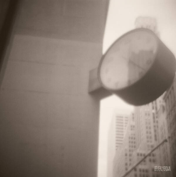 Sepia Art Print featuring the photograph Clock 42nd Street by Beverly Brown