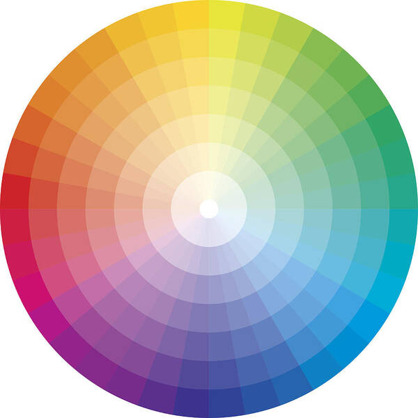 Spectrum Art Print featuring the drawing Color wheel with graduation to white by Thoth_Adan