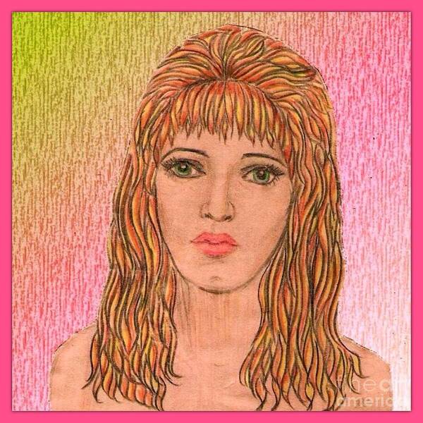 Self Portrait Art Print featuring the drawing Coloured Pencil Self Portrait by Joan-Violet Stretch