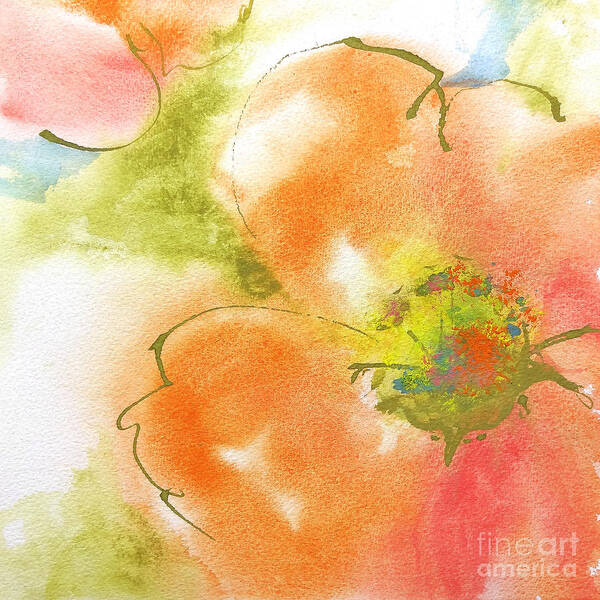 Watercolors Art Print featuring the painting Coral Poppy I by Chris Paschke