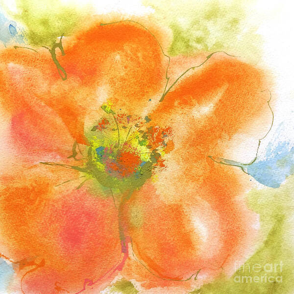 Original Watercolors Art Print featuring the painting Coral Poppy II by Chris Paschke