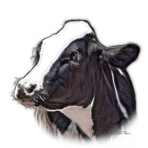 Cow Art Print featuring the digital art Cow Holstein - 0034 FS by James Ahn