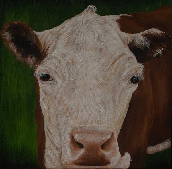 Cow Art Print featuring the painting Cow Lick by Nancy Lauby