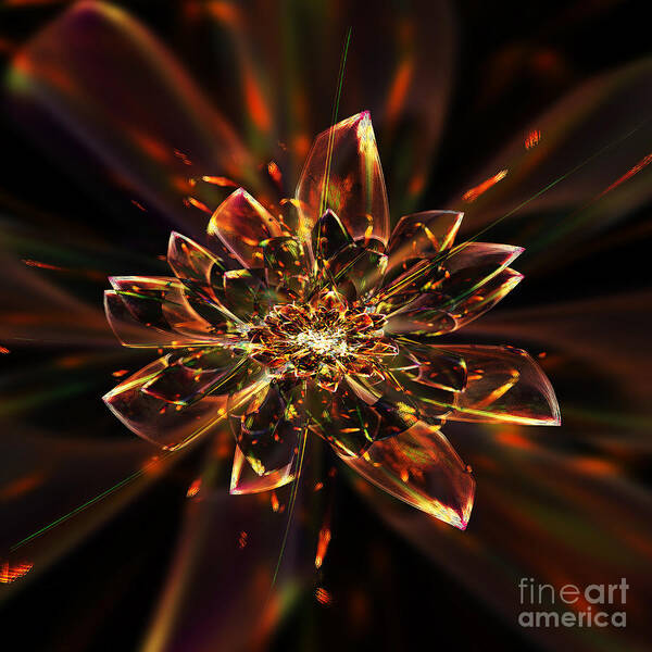Fractal Art Print featuring the digital art Crystal Flower by Klara Acel