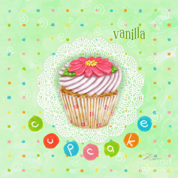 Cupcake Art Print featuring the mixed media Cupcake-Vanilla by Shari Warren