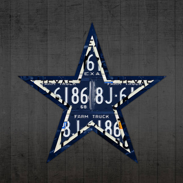 Dallas Art Print featuring the mixed media Dallas Cowboys Football Team Retro Logo Texas License Plate Art by Design Turnpike