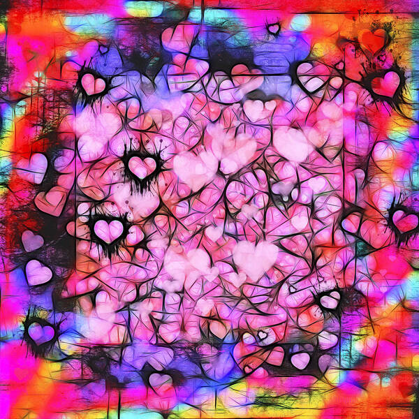 Valentine Art Print featuring the photograph Moody Grunge Hearts Abstract by Marianne Campolongo