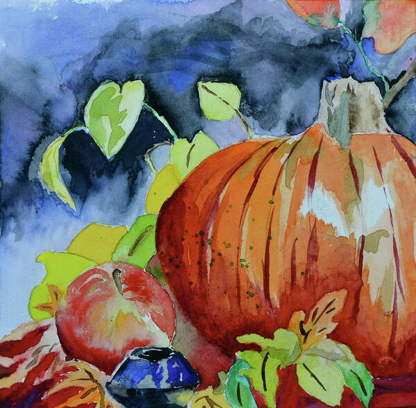 Pumpkin Art Print featuring the painting Darkening by Beverley Harper Tinsley