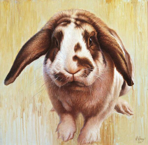 Rabbit Art Print featuring the painting Debby by Hans Droog