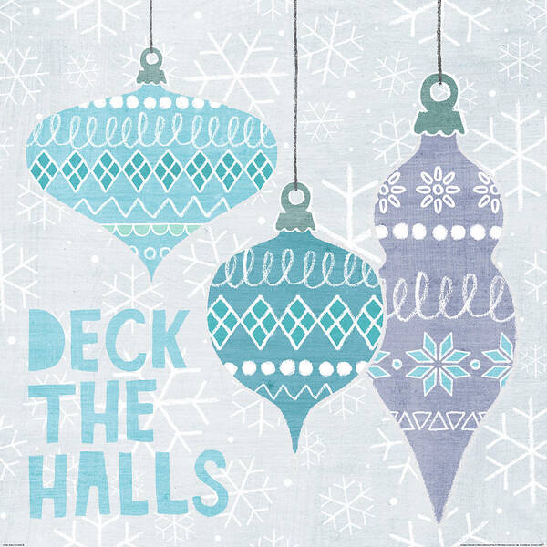 Blue Art Print featuring the painting Deck The Halls IIi by Moira Hershey