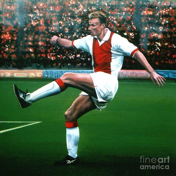 Dennis Bergkamp Art Print featuring the painting Dennis Bergkamp Ajax by Paul Meijering