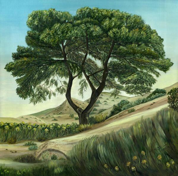 Pine Art Print featuring the painting Desert Pine by Angeles M Pomata