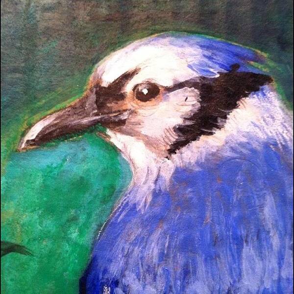 Birdpainting Art Print featuring the photograph Detail Of Blue Jay #birdpainting by Susan Rooney Hanley