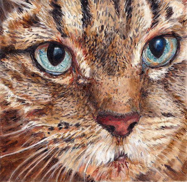 Cat Portrait Art Print featuring the painting Domestic Tabby Cat by Portraits By NC