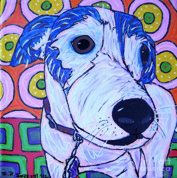 Dog Art Print featuring the painting Domino dog by Susan Sorrell