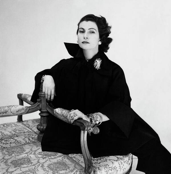 Actress Art Print featuring the photograph Donna Simonetta Colonna Di Cesaro Wearing A Silk by Clifford Coffin