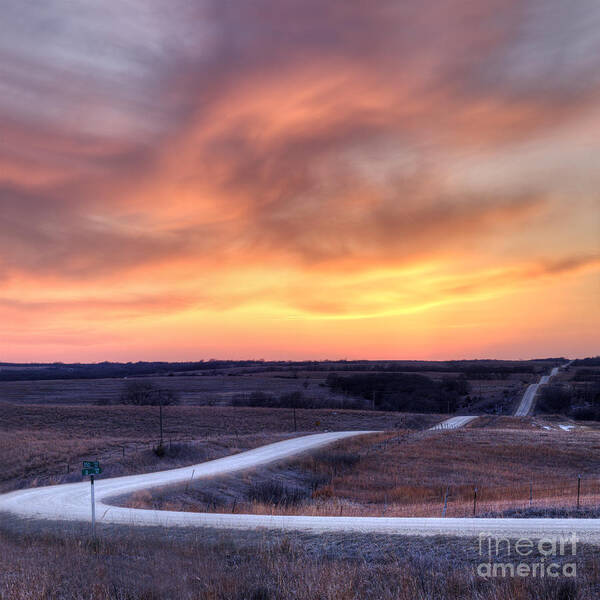 Sunset Art Print featuring the photograph Down to the Rolling Hills by Art Whitton
