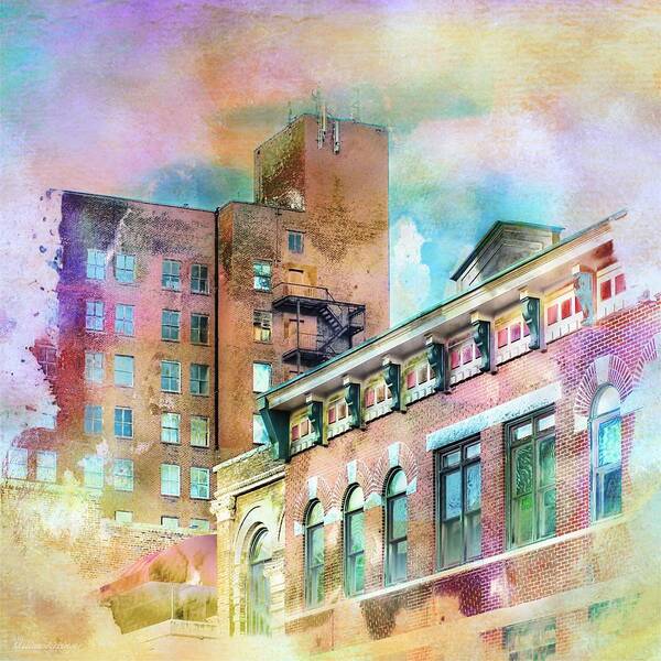Cityscape Art Print featuring the digital art Downtown Living In Color by Melissa Bittinger