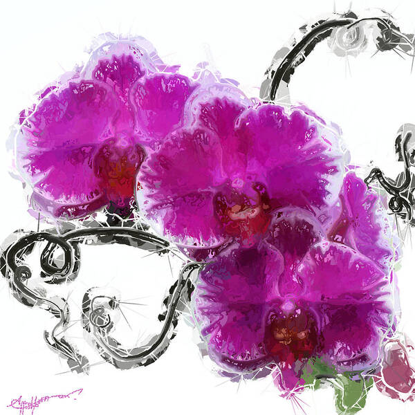 Anthony Fishburne Art Print featuring the digital art Dreamy Orchids by Anthony Fishburne